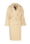 Patrizia Pepe Double-breasted Cotton Coat In Beige