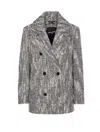 Patrizia Pepe Herringbone Double-breasted Coat In Gray