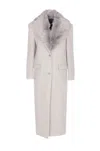 Patrizia Pepe Fur Collar Coat In Gray