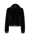 Patrizia Pepe Faux Fur Cropped Jacket In Black