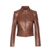 Patrizia Pepe Zip-front Flap-pocket Jacket In Brown