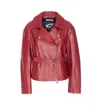 Patrizia Pepe Asymmetric Leather Jacket In Burgundy