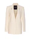 Patrizia Pepe Buttoned Twill Blazer For Women In White