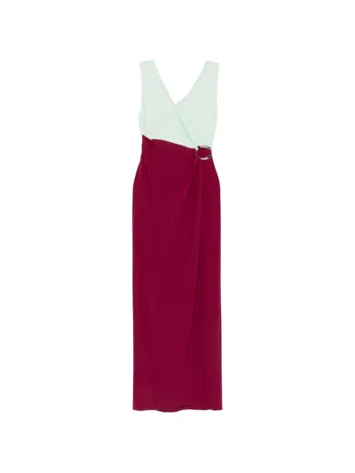 Patrizia Pepe Color-block Maxi Dress In Burgundy