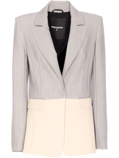 Patrizia Pepe Colour-block Blazer In Grey