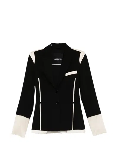 Patrizia Pepe Colour Block Slim Blazer In Black