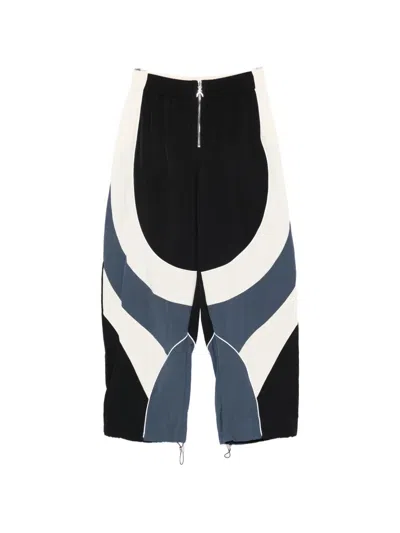 Patrizia Pepe Colourblock Zip-up Track Pants In Black