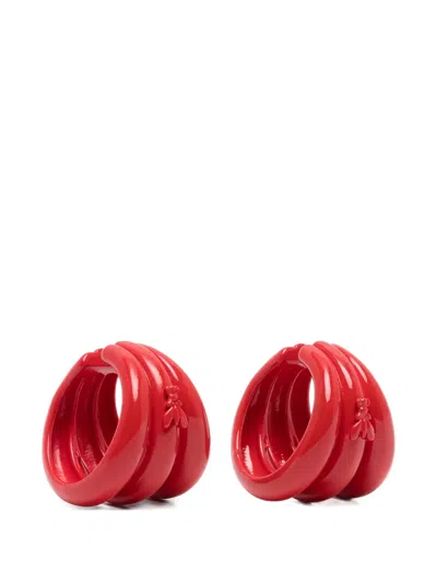 Patrizia Pepe Coloured Circle Ear Cuffs In Red