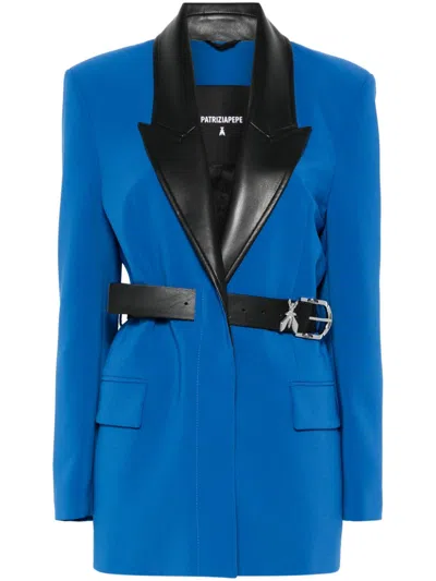 Patrizia Pepe Contrasting-collar Blazer In Blue