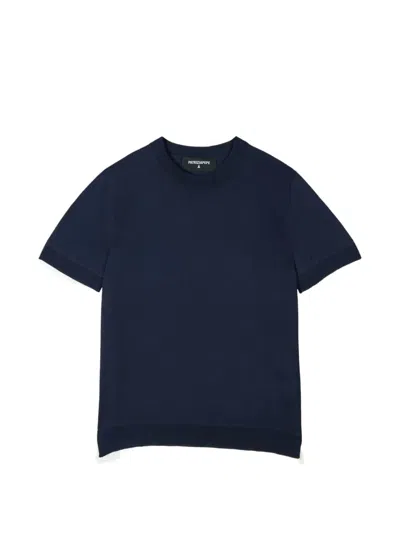 Patrizia Pepe Contrast-trim T-shirt In Blue