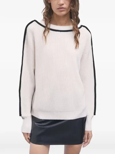 Patrizia Pepe Contrast-trim Zip-detail Sweatshirt In Neutral