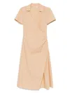 Patrizia Pepe Cotton Crossover Midi Dress In Neutrals