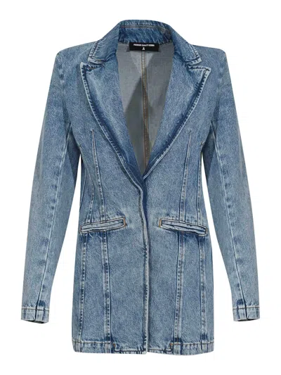 Patrizia Pepe Cotton Denim Blazer In Blue