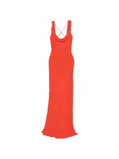 Patrizia Pepe Cowl-neck Ring-detail Dress In Orange