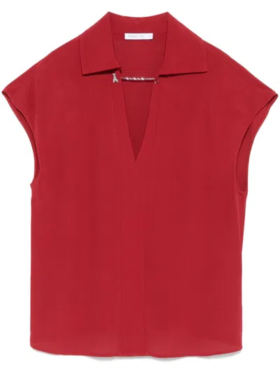 Patrizia Pepe Crepe Blouse In Red