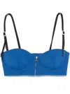 Patrizia Pepe Crepe Croset Top In Blue