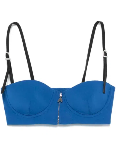 Patrizia Pepe Crepe Croset Top In Blue