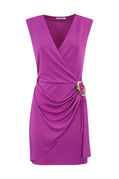 Patrizia Pepe Crepe Jersey Dress With Ring In Pink