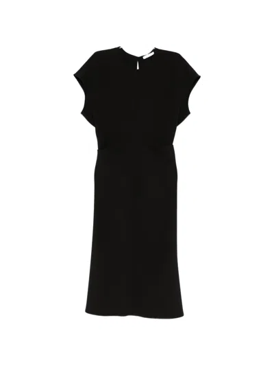 Patrizia Pepe Crew-neck Midi Dress In Black