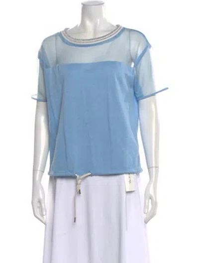 Pre-owned Patrizia Pepe Crew Neck Short Sleeve T-shirt In Blue
