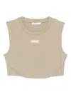 Patrizia Pepe Crew-neck Sleeveless Top In Neutral