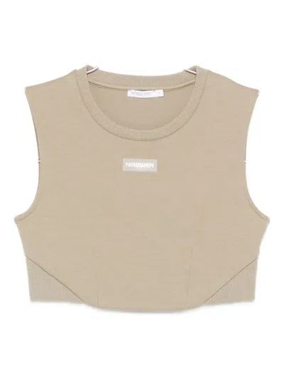 Patrizia Pepe Crew-neck Sleeveless Top In Neutral