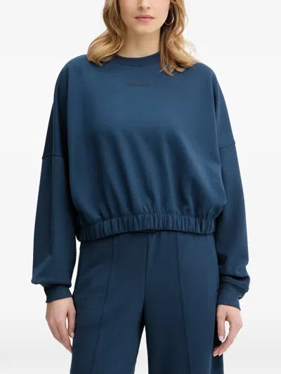 Patrizia Pepe Crew-neck Cropped Sweatshirt In Blue