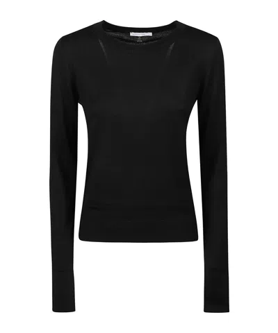 Patrizia Pepe Crew-neck Long-sleeve Knit Top In Black