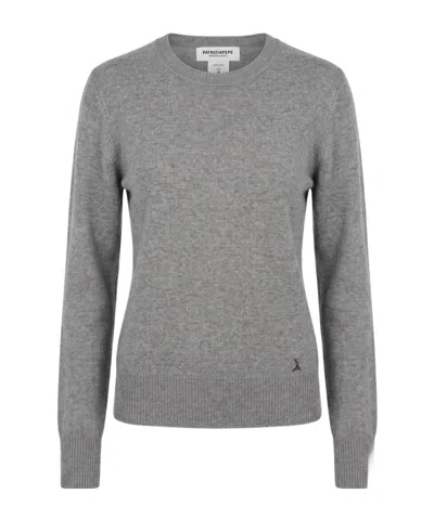Patrizia Pepe Crew-neck Long-sleeve Knit Top In Gray