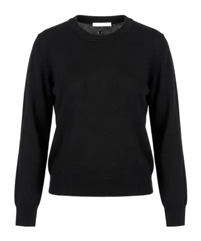 Patrizia Pepe Crew-neck Long-sleeve Sweater In Black