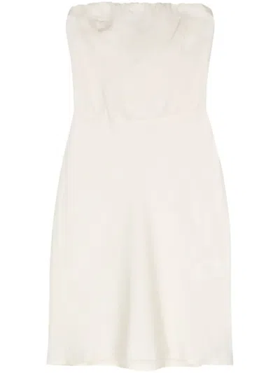 Patrizia Pepe Criss-cross Straps Mini Dress In Neutrals