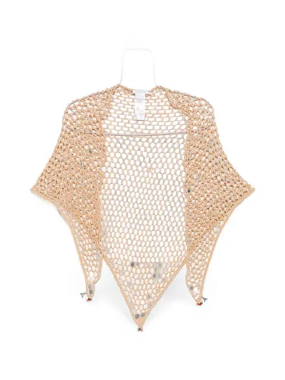 Patrizia Pepe Crochet-knit Pareo Scarf In Neutral