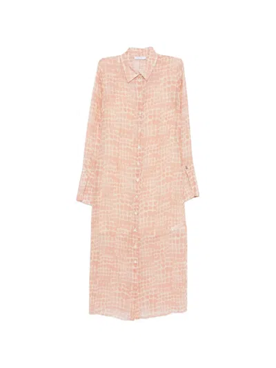 Patrizia Pepe Croco-print Midi Shirt Dress In Orange