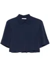 Patrizia Pepe Navy Blue Logo-appliqu Cropped Shirt In Blue
