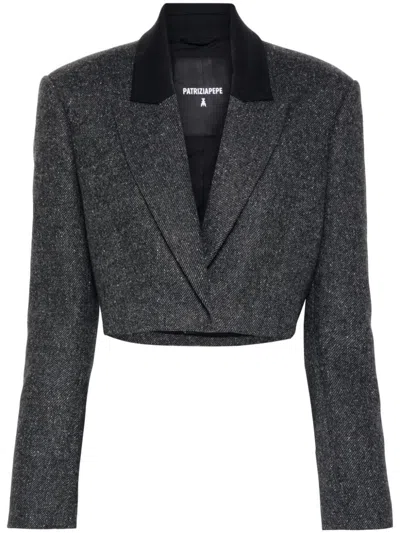 Patrizia Pepe Cropped Blazer In Grey