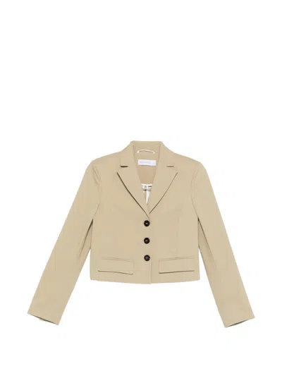 Patrizia Pepe Cropped Buttoned Blazer In Neutral