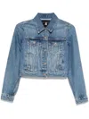 Patrizia Pepe Cropped Denim Jacket In Blue
