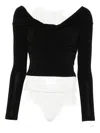 Patrizia Pepe Cropped Long-sleeved T-shirt In Black