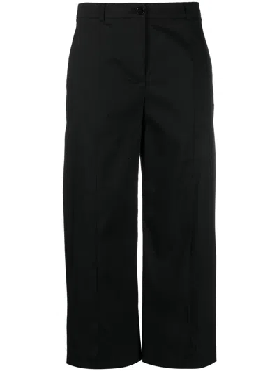 Patrizia Pepe Cropped Palazzo Trousers In Black