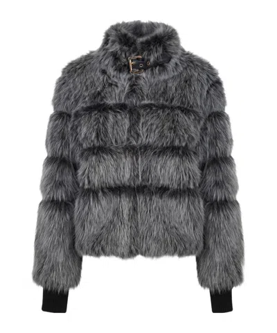 Patrizia Pepe Cropped Puffy Jacket In Gray