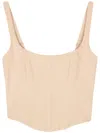 Patrizia Pepe Cropped Spike-bar Corset In Neutrals