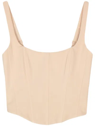 Patrizia Pepe Cropped Spike-bar Corset In Neutrals