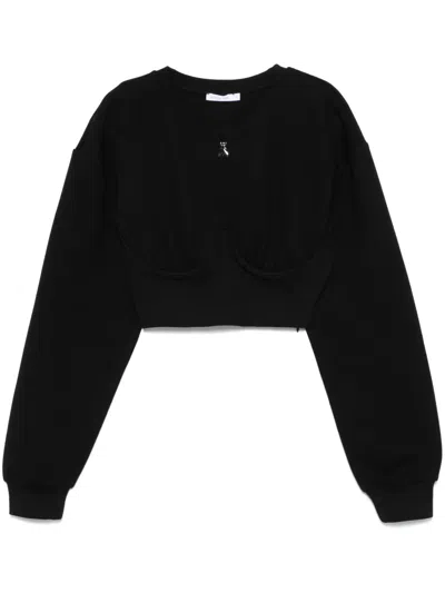 Patrizia Pepe Cropped Sweatshirt In Black