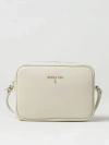 Patrizia Pepe Logo-embellished Leather Crossbody Bag In Yellow Cream