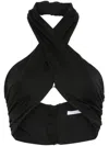 Patrizia Pepe Crossover-straps Crop Top In Black