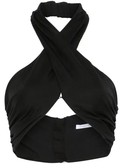 Patrizia Pepe Crossover-straps Crop Top In Black