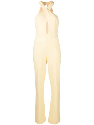 Patrizia Pepe Crossover-straps Sleeveless Jumpsuit In Gelb