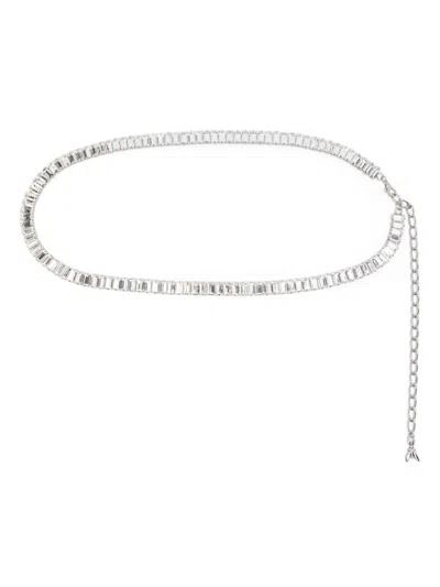 Patrizia Pepe Crystal-embellished Belt In Silver