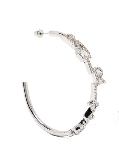 Patrizia Pepe Crystal-embellished Hoop Earrings In Silver