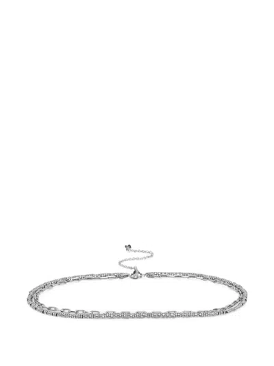 Patrizia Pepe Crystal-embellished Chain-link Belt In Metallic